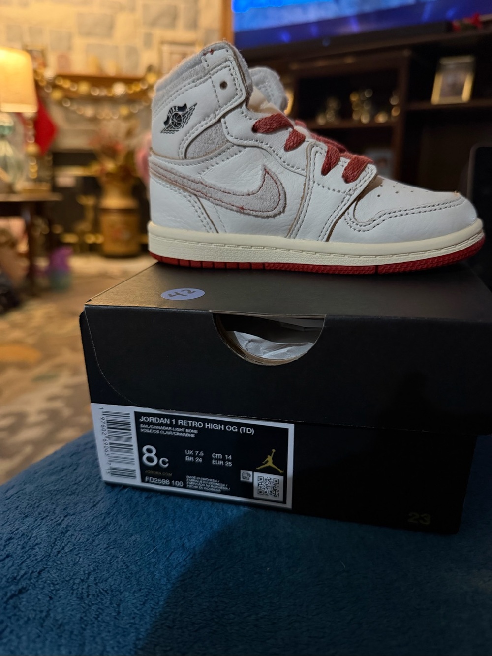 Jordan Kids' High-Top Sneakers in White and Red